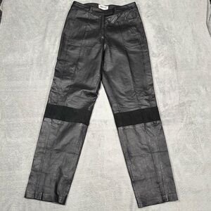 Bagatelle Womens 100% Leather Pants Black Moto Biker Straight Leg Size 10 Goth